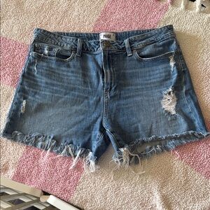 PAIGE Women's Frayed Blue Jean Shorts